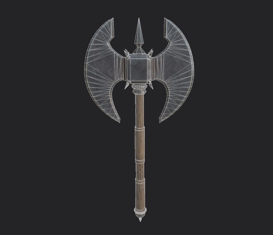 Medieval Axe 1 Low-poly 3D model_10