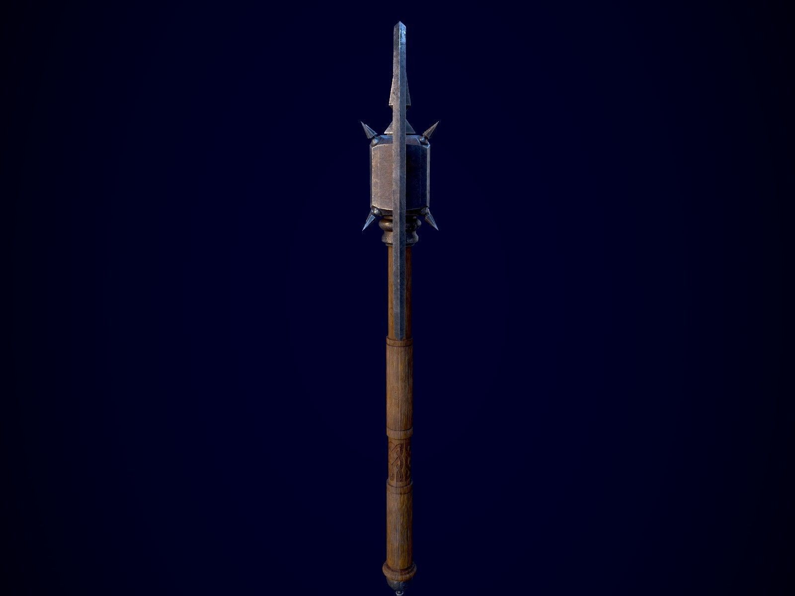 Medieval Axe 1 Low-poly 3D model_4