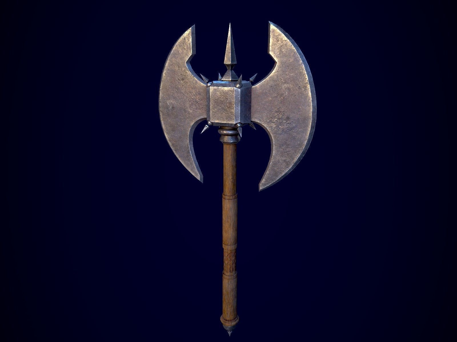 Medieval Axe 1 Low-poly 3D model_2