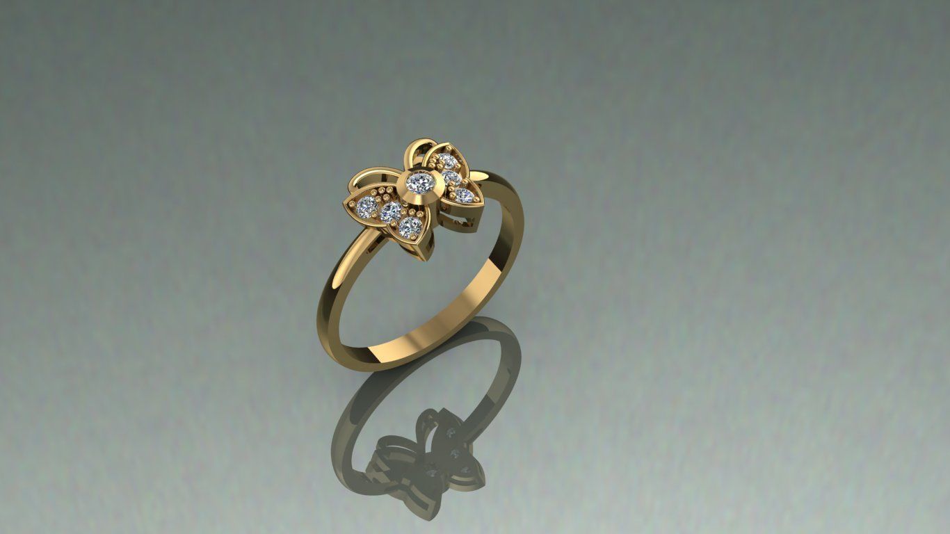 Ring Woman Butterfly  3D print model_3