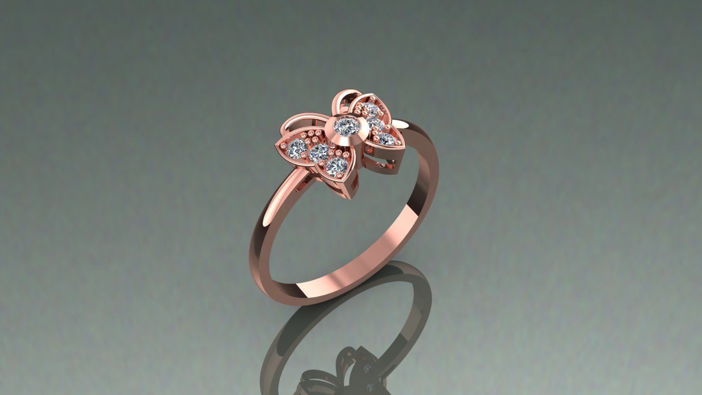 Ring Woman Butterfly  3D print model_7