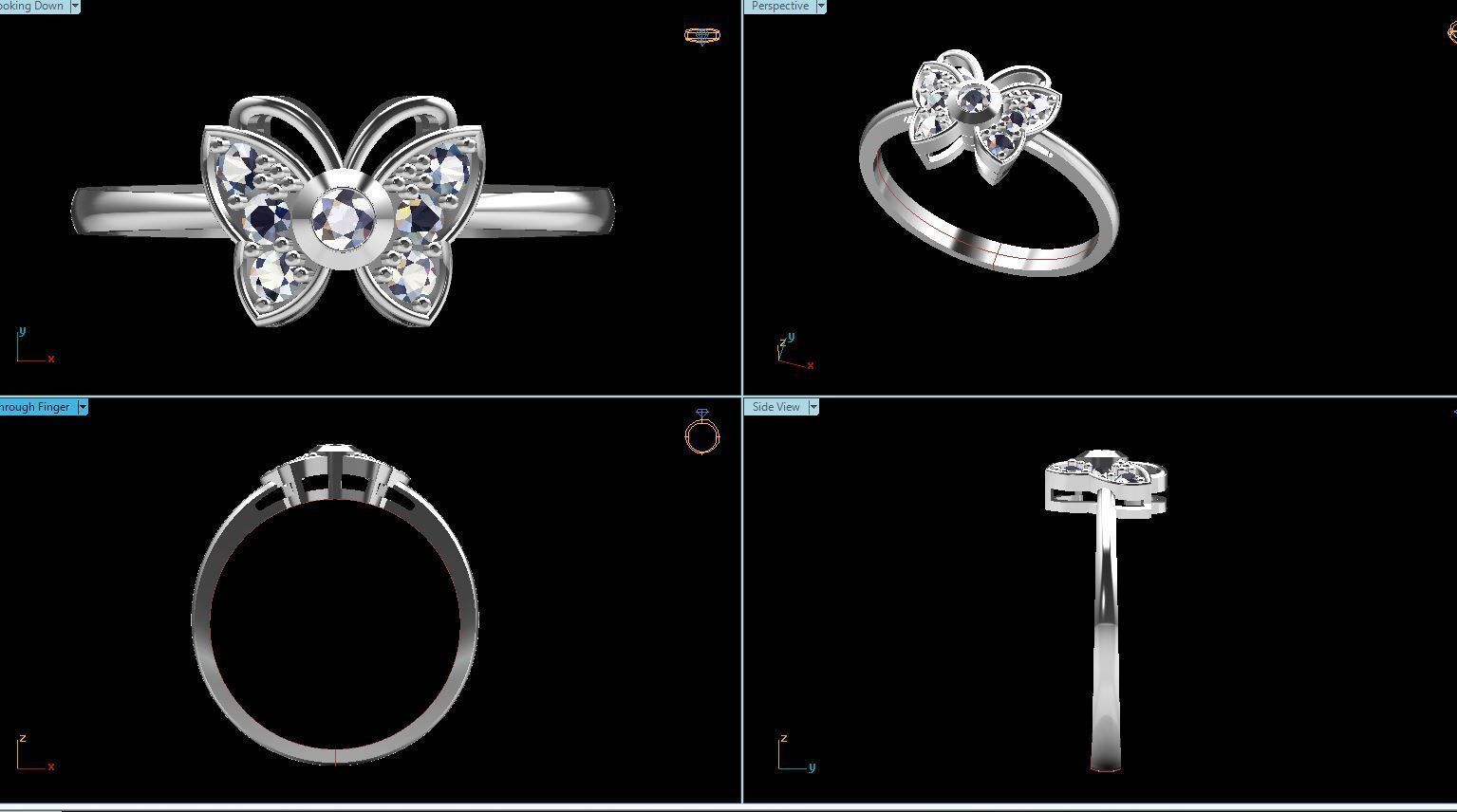 Ring Woman Butterfly  3D print model_6