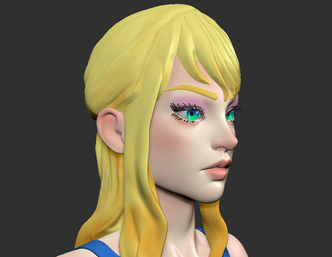 Female base-mesh stylized HighPoly 3D model_3