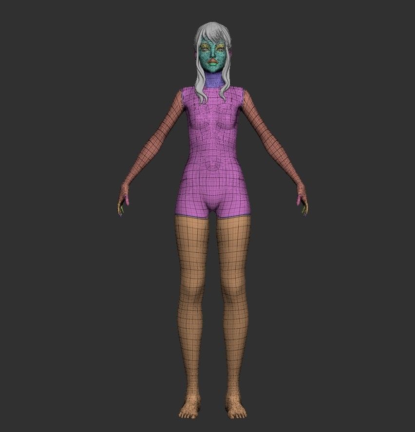 Female base-mesh stylized HighPoly 3D model_17