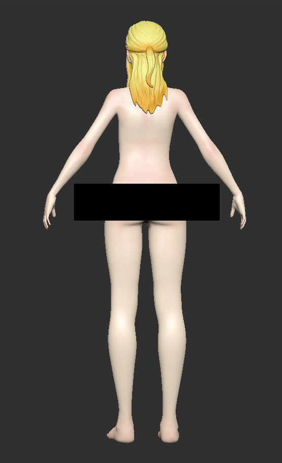 Female base-mesh stylized HighPoly 3D model_9