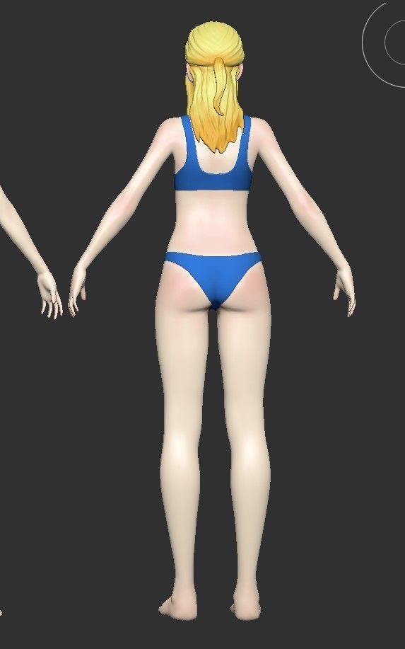 Female base-mesh stylized HighPoly 3D model_6