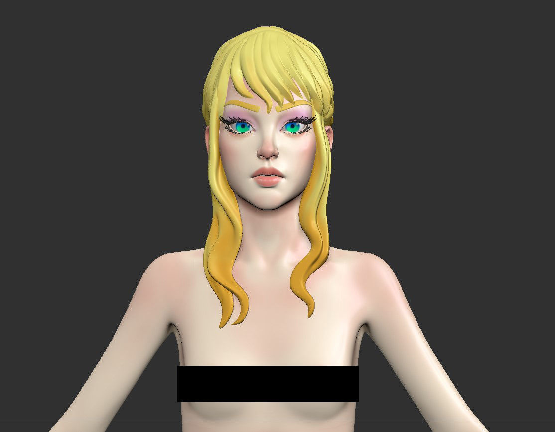Female base-mesh stylized HighPoly 3D model_11