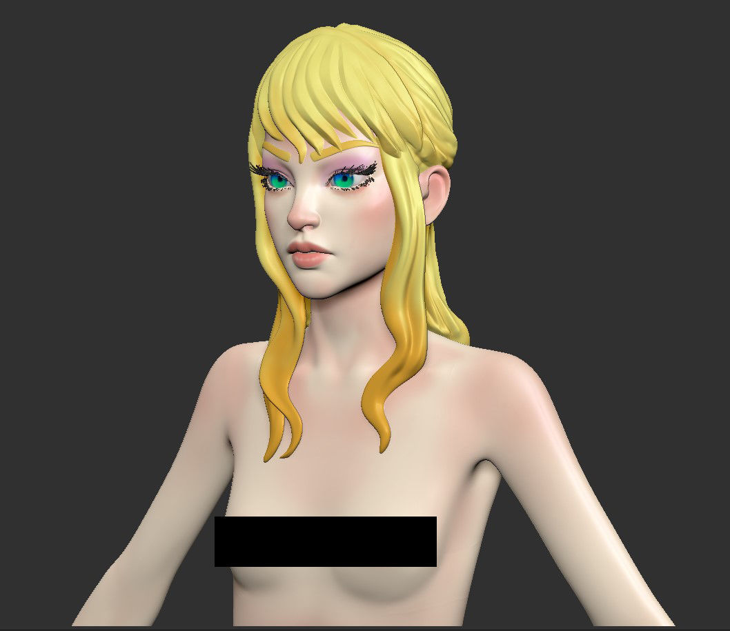 Female base-mesh stylized HighPoly 3D model_12