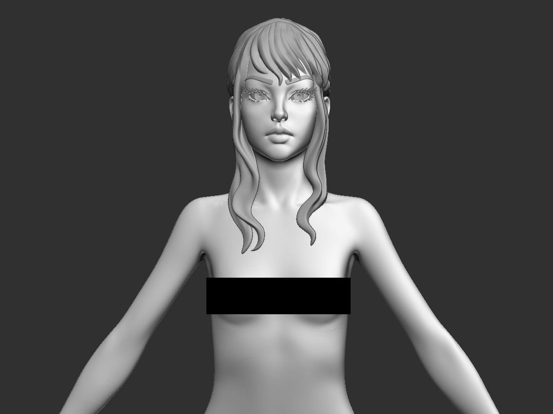 Female base-mesh stylized HighPoly 3D model_16