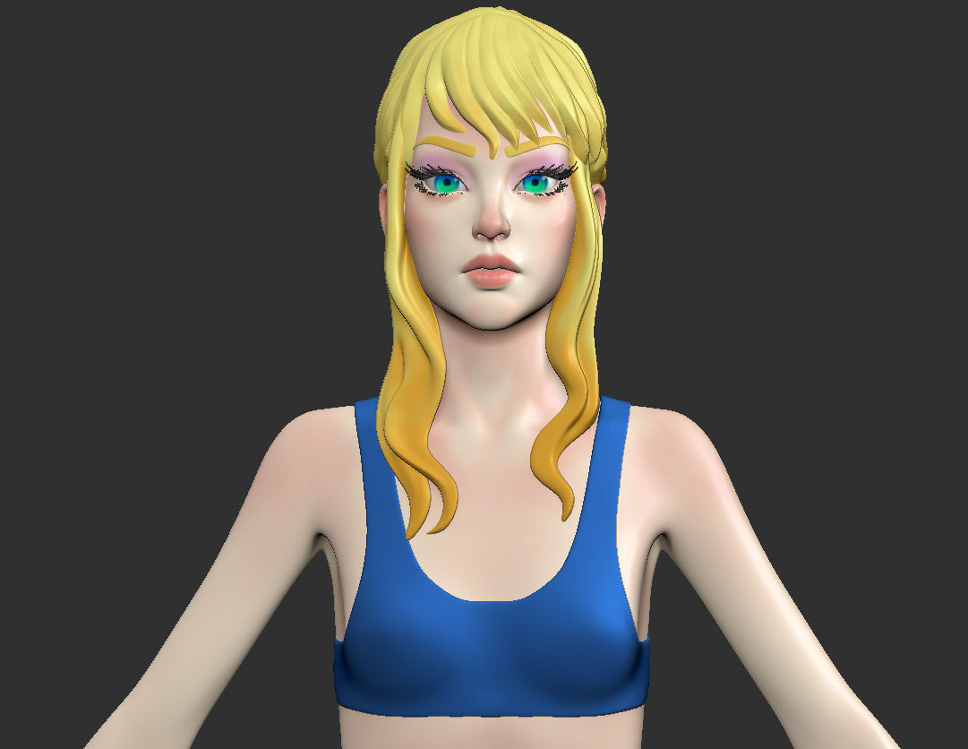 Female base-mesh stylized HighPoly 3D model_1