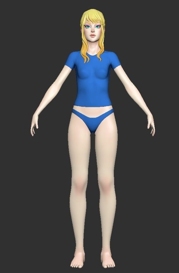Female base-mesh stylized HighPoly 3D model_10