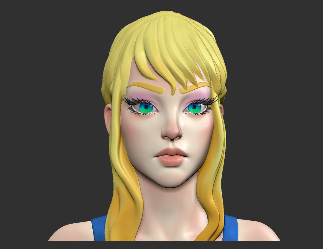 Female base-mesh stylized HighPoly 3D model_2