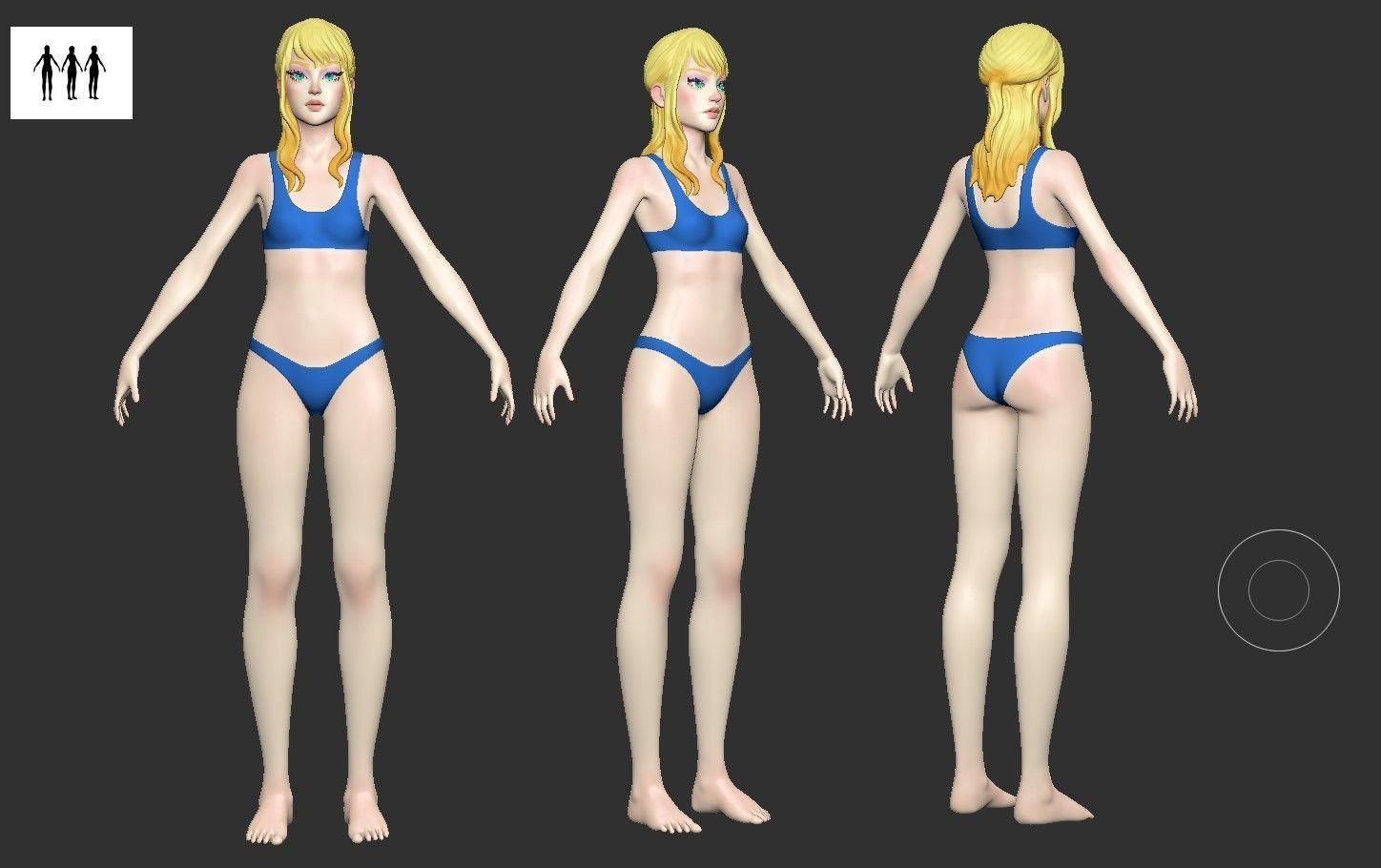 Female base-mesh stylized HighPoly 3D model_5