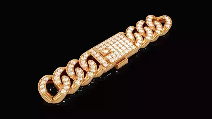 Diamond Cuban bracelet 9 3D print model