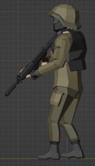 Low Poly Soldier Low-poly 3D model_1