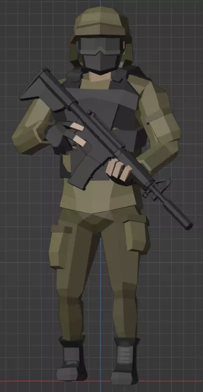 Low Poly Soldier Low-poly 3D model_0