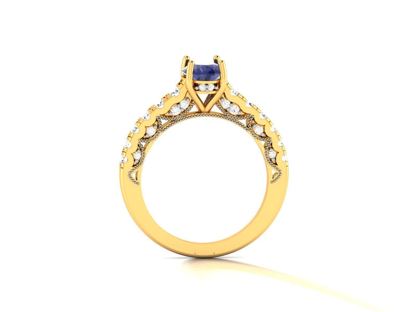 Women Solitaire Ring 3dm render details 3D print model_8