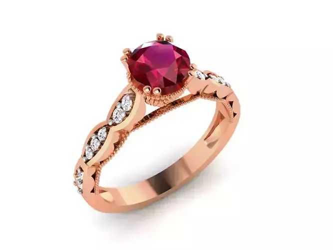 Women Solitaire Ring 3dm render details