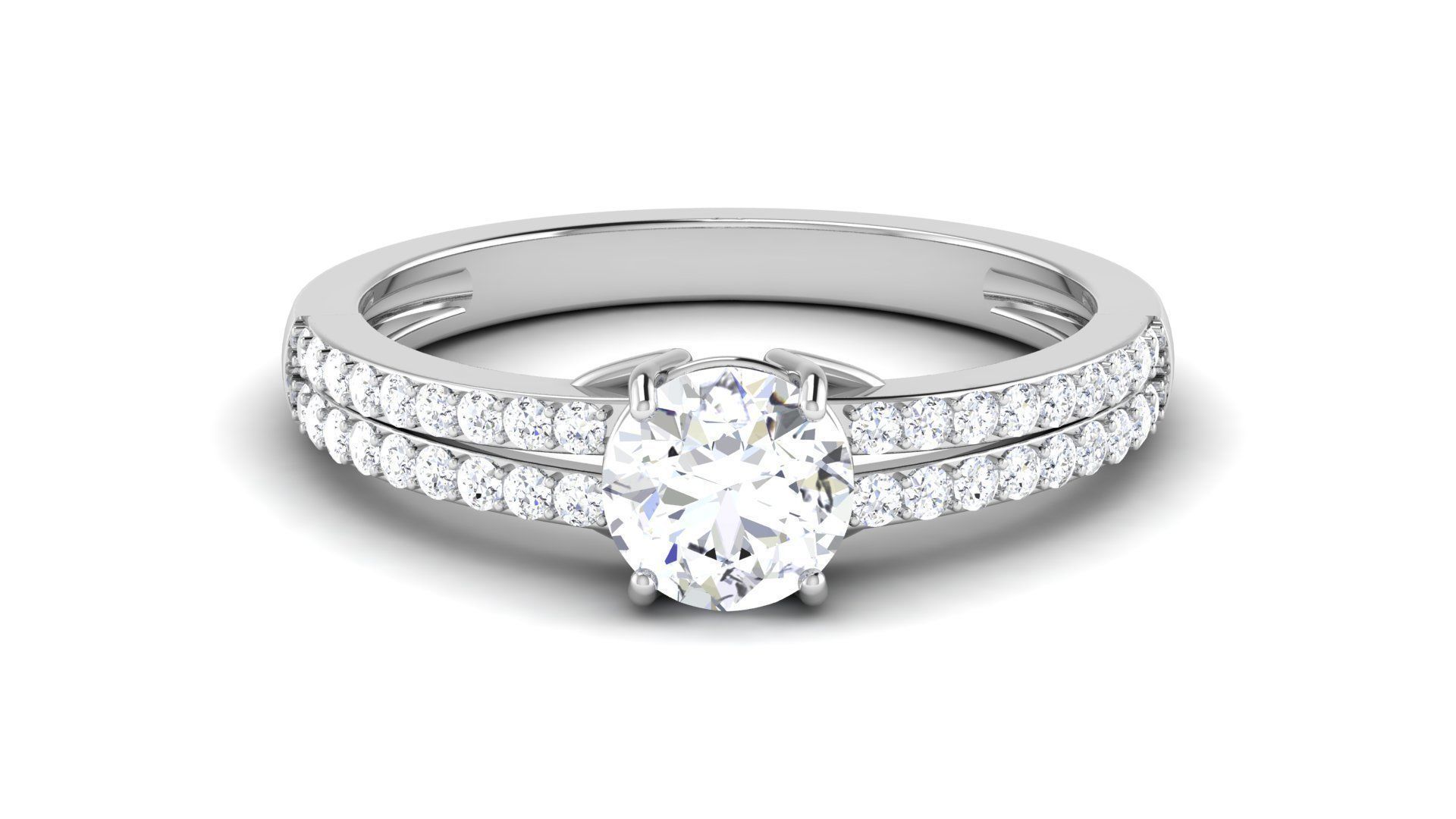 Women Solitaire Ring 3dm render details 3D print model_7