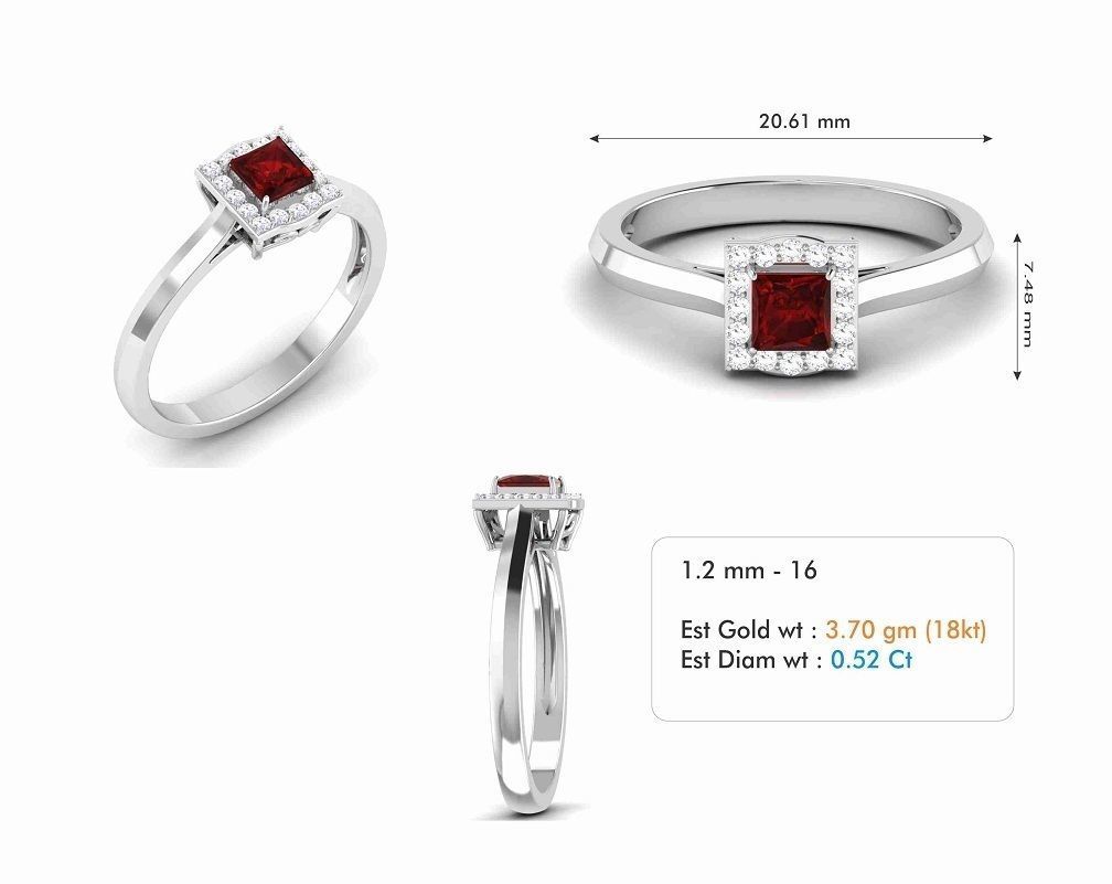 Women Solitaire Ring 3dm render details 3D print model_3