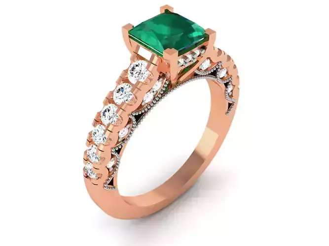 Women Solitaire Ring 3dm render details