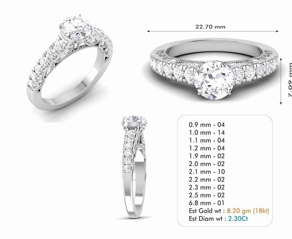 Women Solitaire Ring 3dm render details 3D print model_3