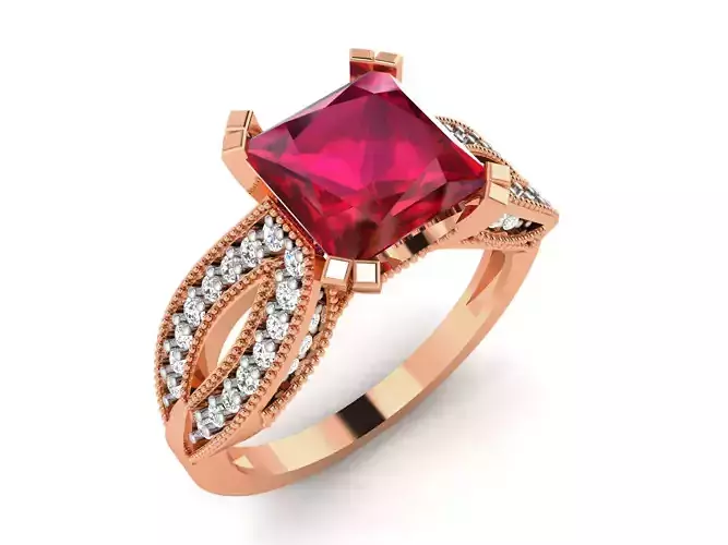 Women Solitaire Ring 3dm render details