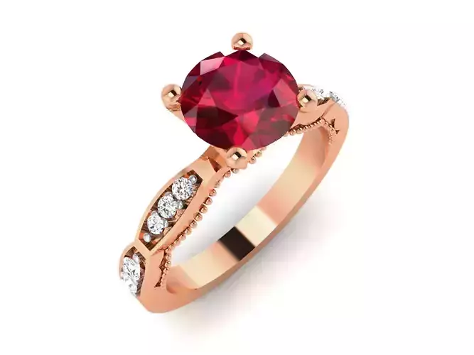 Women Solitaire Ring 3dm render details