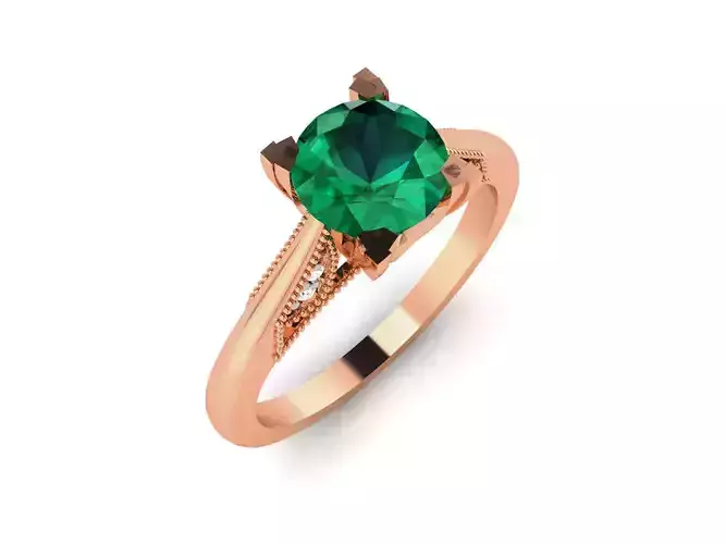 Women Solitaire Ring 3dm render details