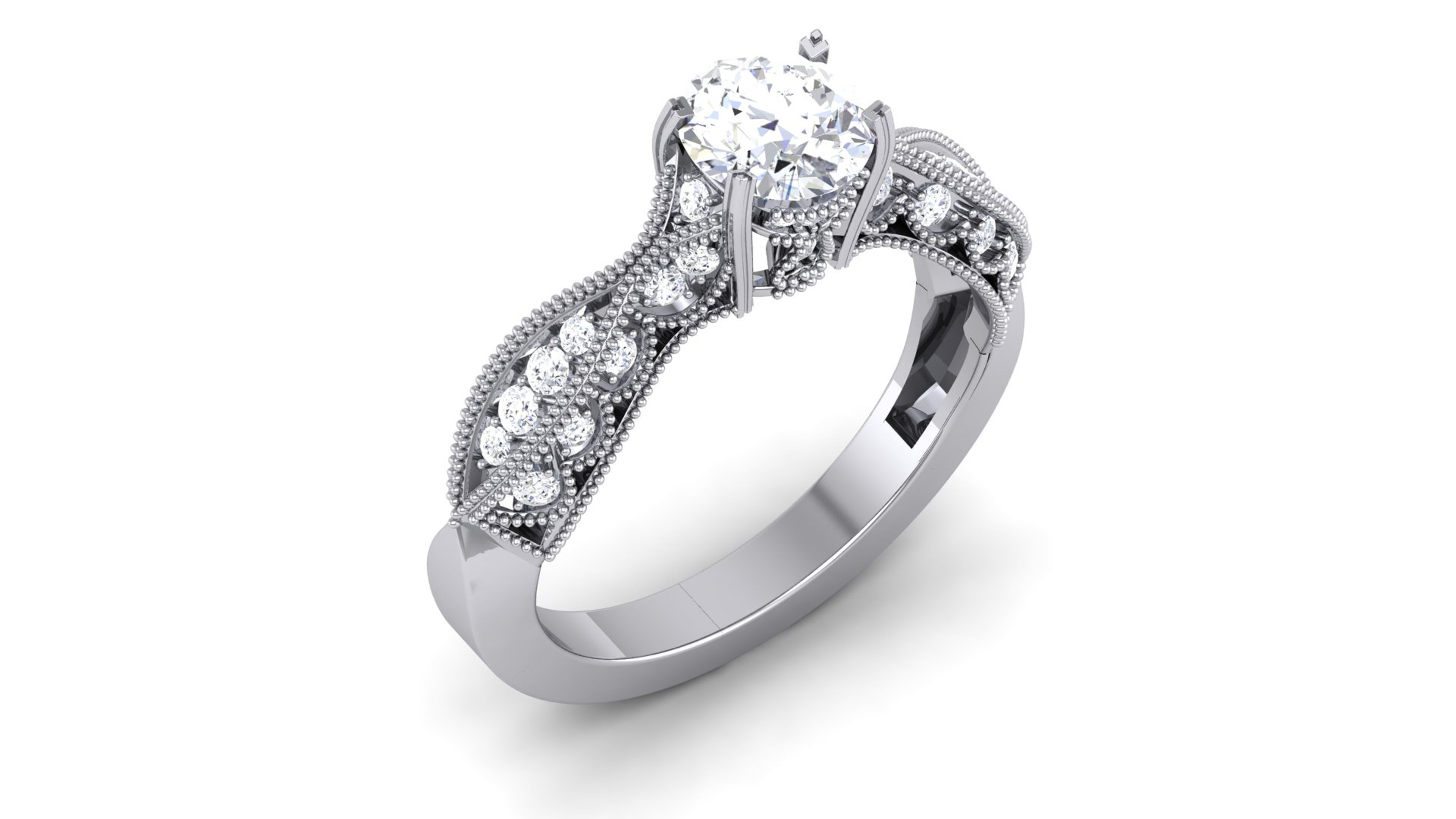 Women Solitaire Ring 3dm render details 3D print model_4