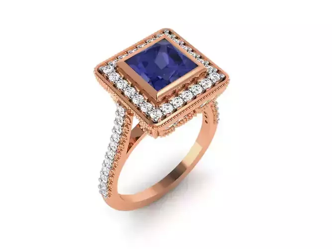 Women Solitaire Ring 3dm render details