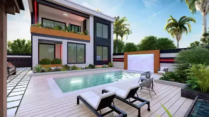 Sketchup Modern Villa design 