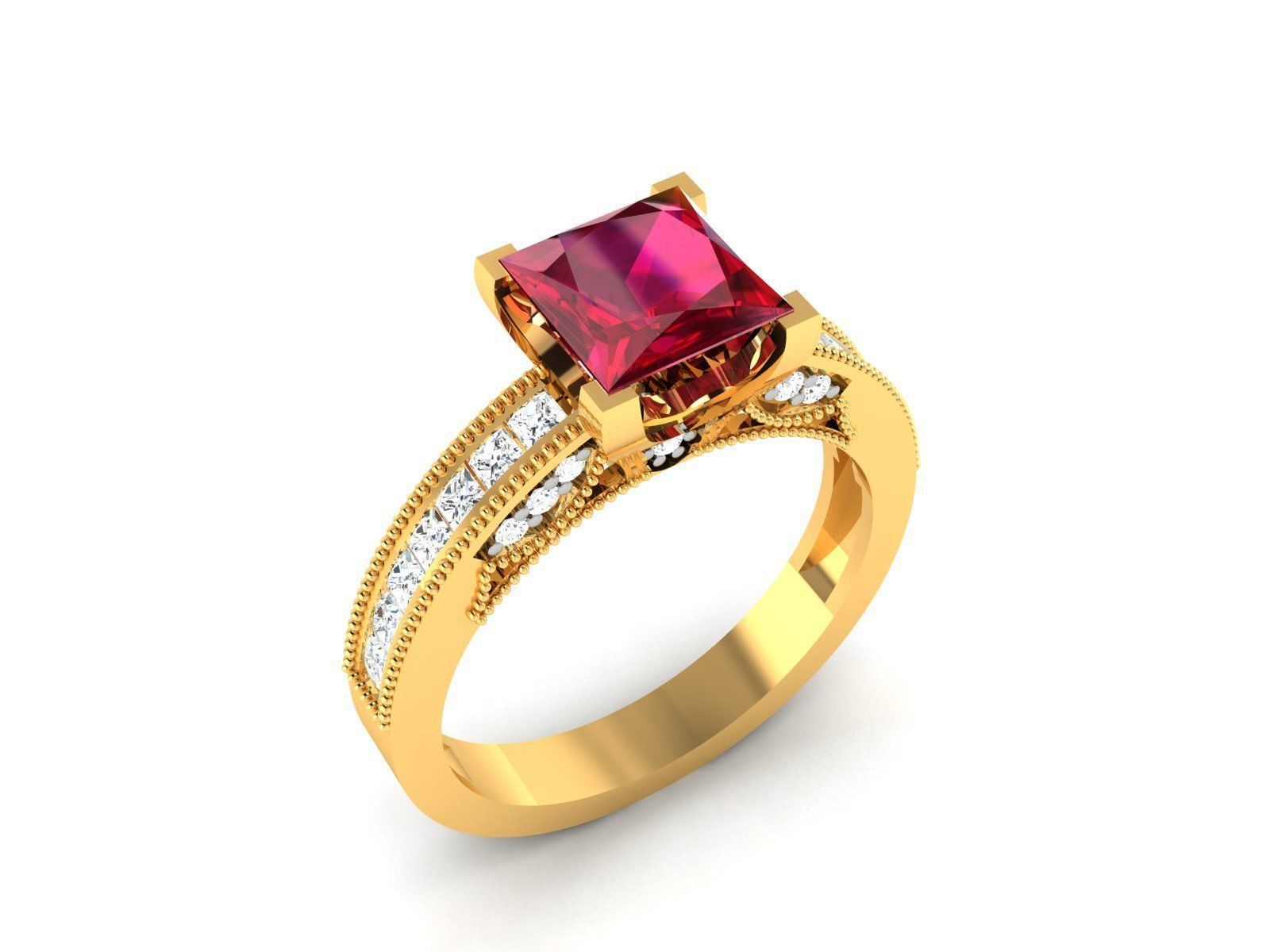 Women Solitaire Ring 3dm render details 3D print model_1
