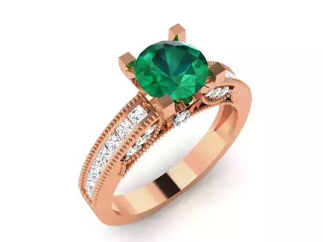 Women Solitaire Ring 3dm render details