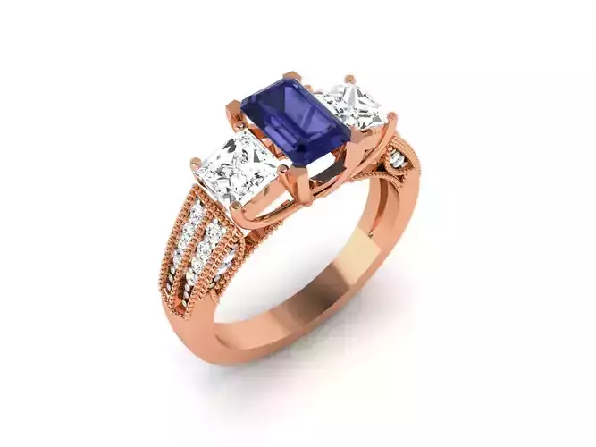 Women Solitaire Ring 3dm render details