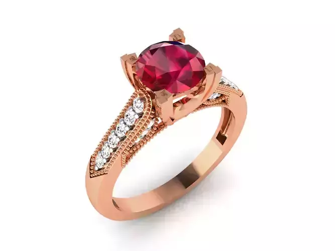 Women Solitaire Ring 3dm render details