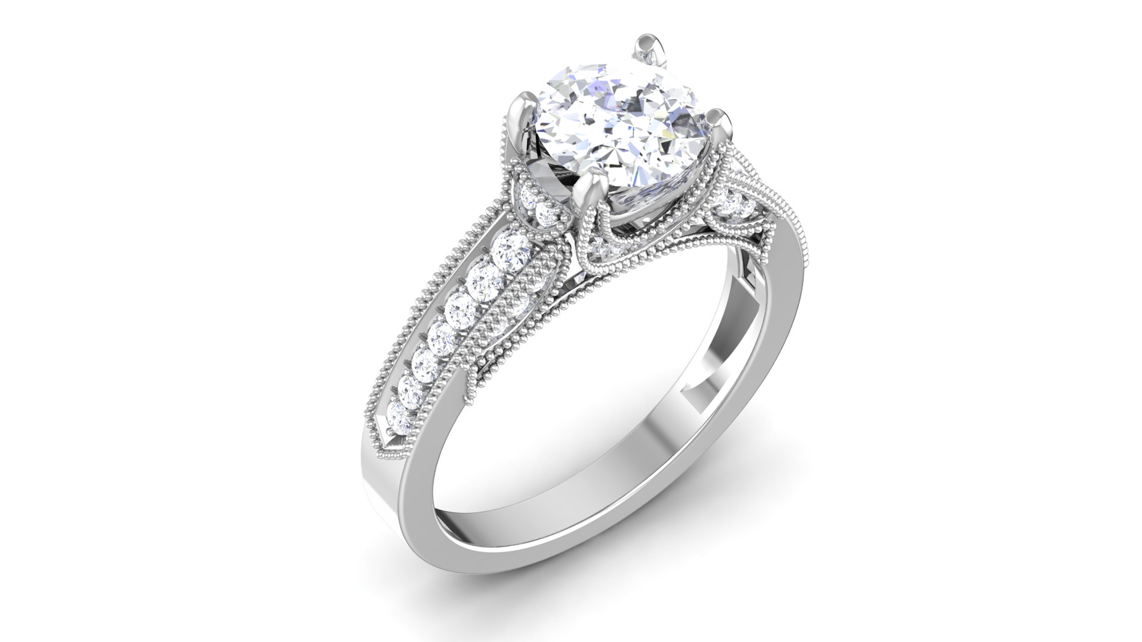 Women Solitaire Ring 3dm render details 3D print model_5