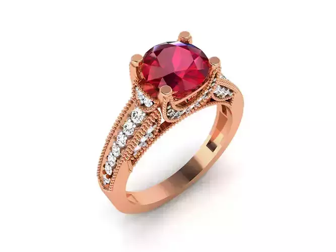 Women Solitaire Ring 3dm render details