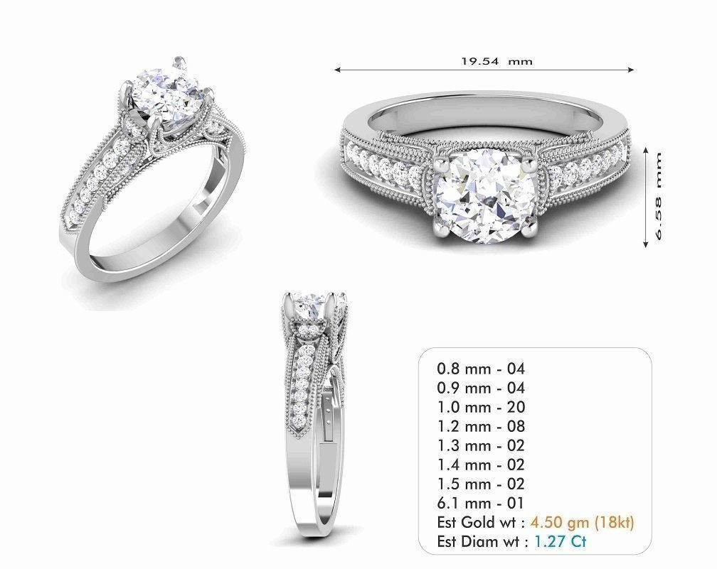 Women Solitaire Ring 3dm render details 3D print model_3