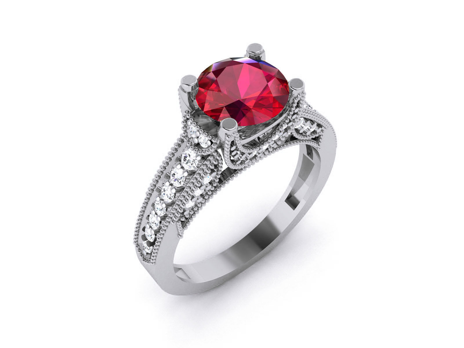 Women Solitaire Ring 3dm render details 3D print model_2