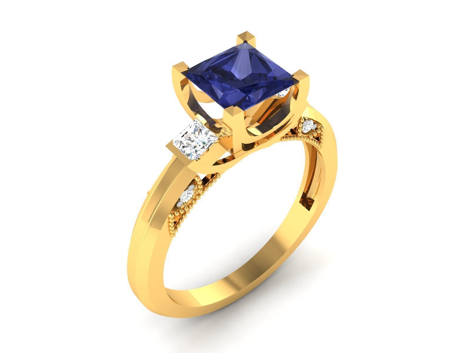 Women Solitaire Ring 3dm render details 3D print model_1