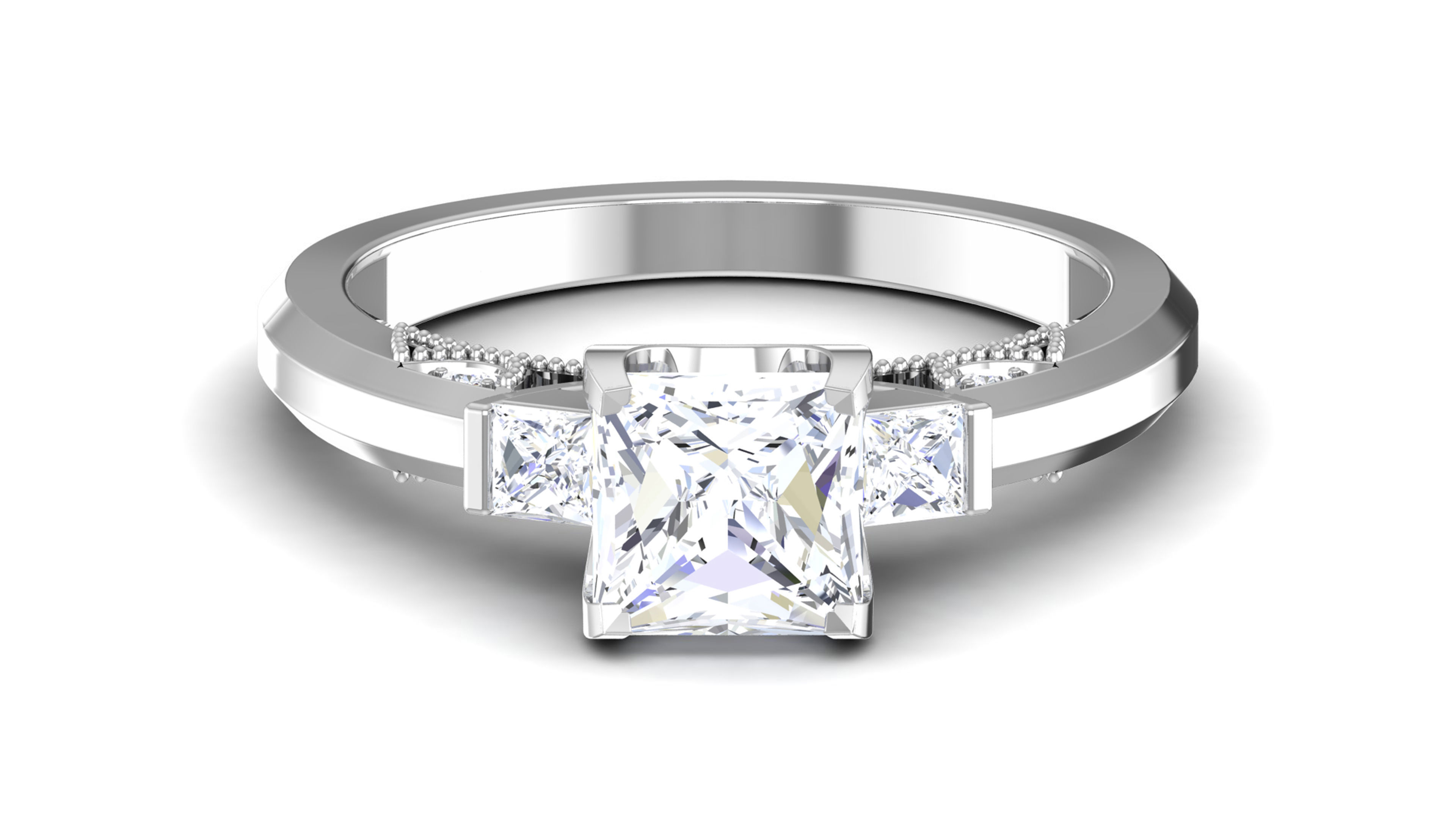 Women Solitaire Ring 3dm render details 3D print model_7