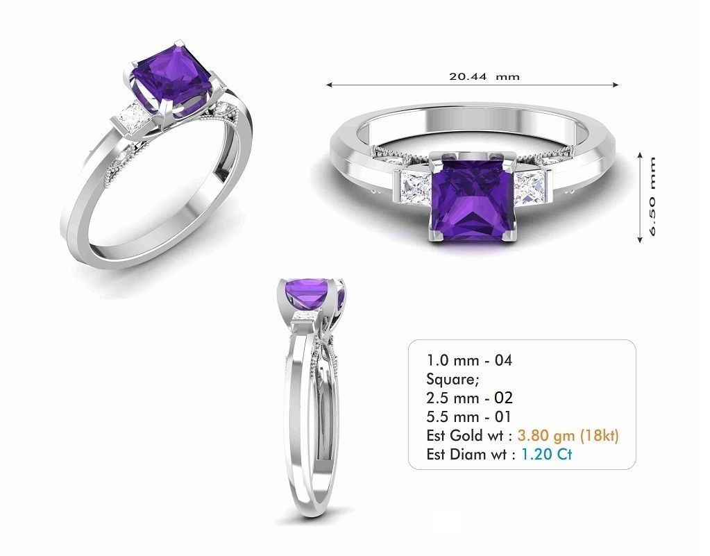 Women Solitaire Ring 3dm render details 3D print model_3