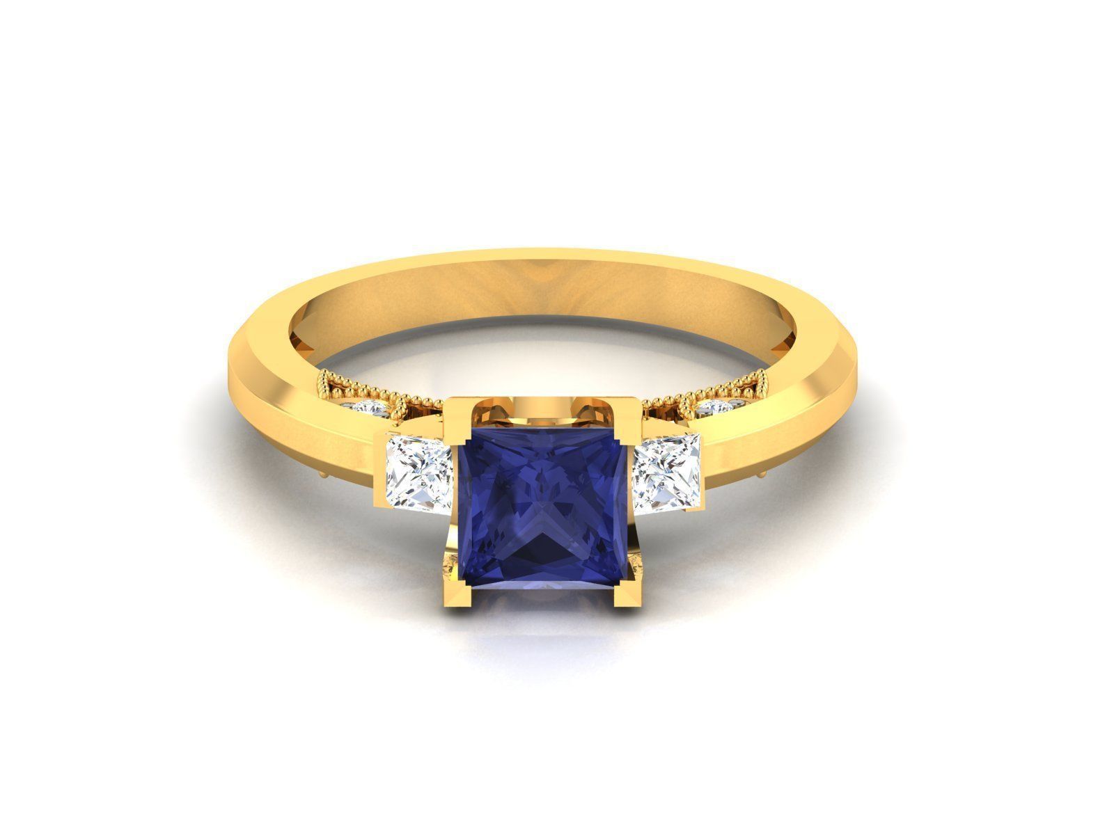 Women Solitaire Ring 3dm render details 3D print model_12
