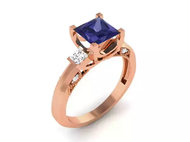 Women Solitaire Ring 3dm render details