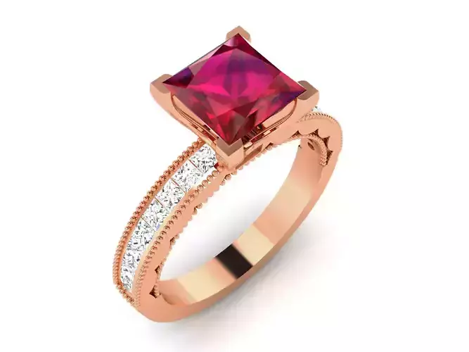 Women Solitaire Ring 3dm render details