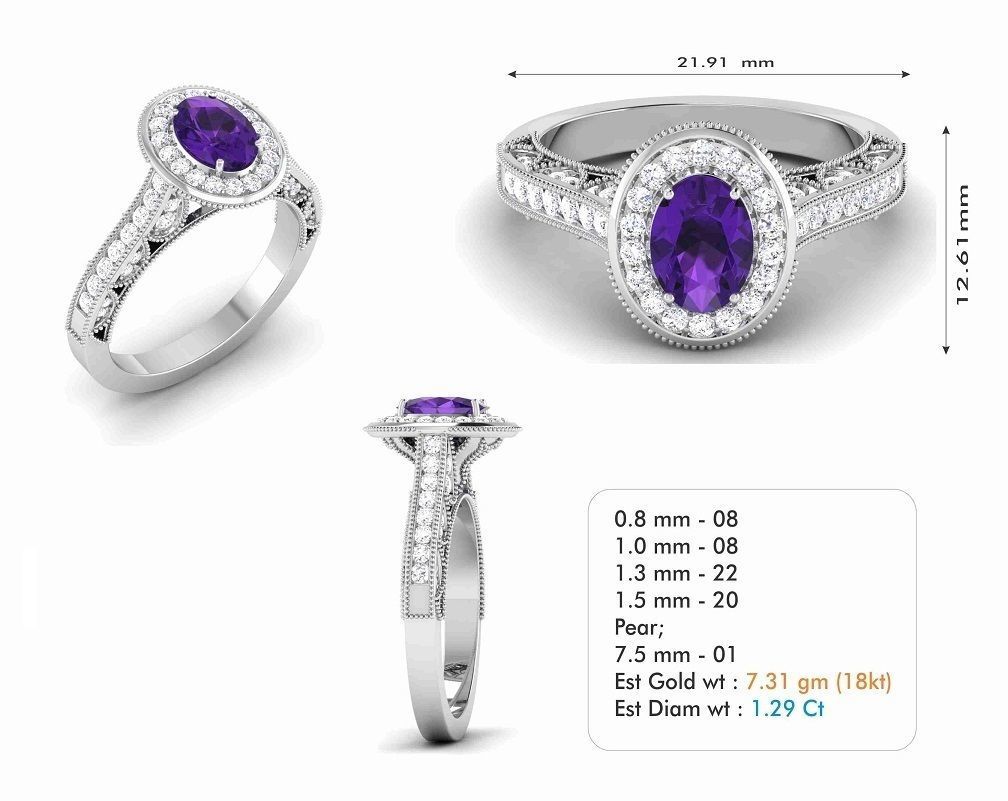Women Solitaire Ring 3dm render details 3D print model_3
