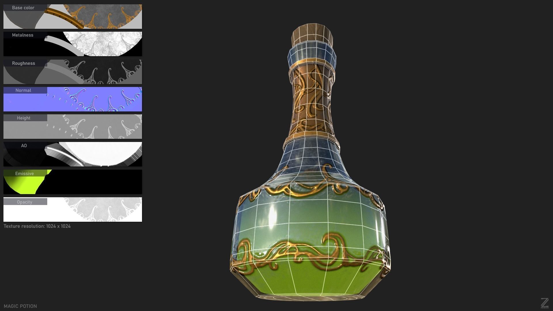 Magic potion Low-poly 3D model_1