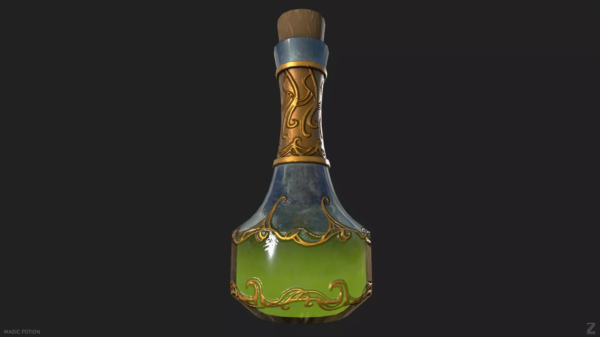 Magic potion Low-poly 3D model_0