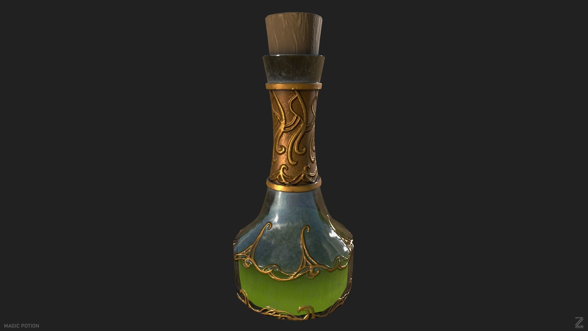 Magic potion Low-poly 3D model_3